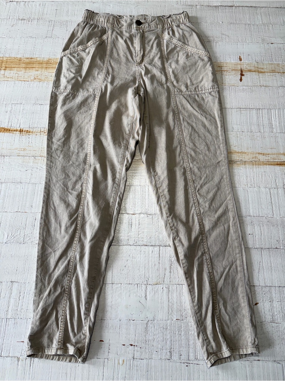 Old Navy High Rise Soft Utility Pants size Small Khaki Elastic Waist